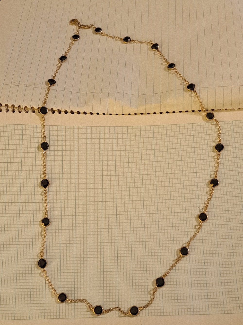 J. Crew Gold-Tone Chain Station Necklace with Black Gem Accents